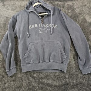Austin's Inc Bar Harbor Maine Quarter Zip Hooded Sweatshirt Gray Size SMALL